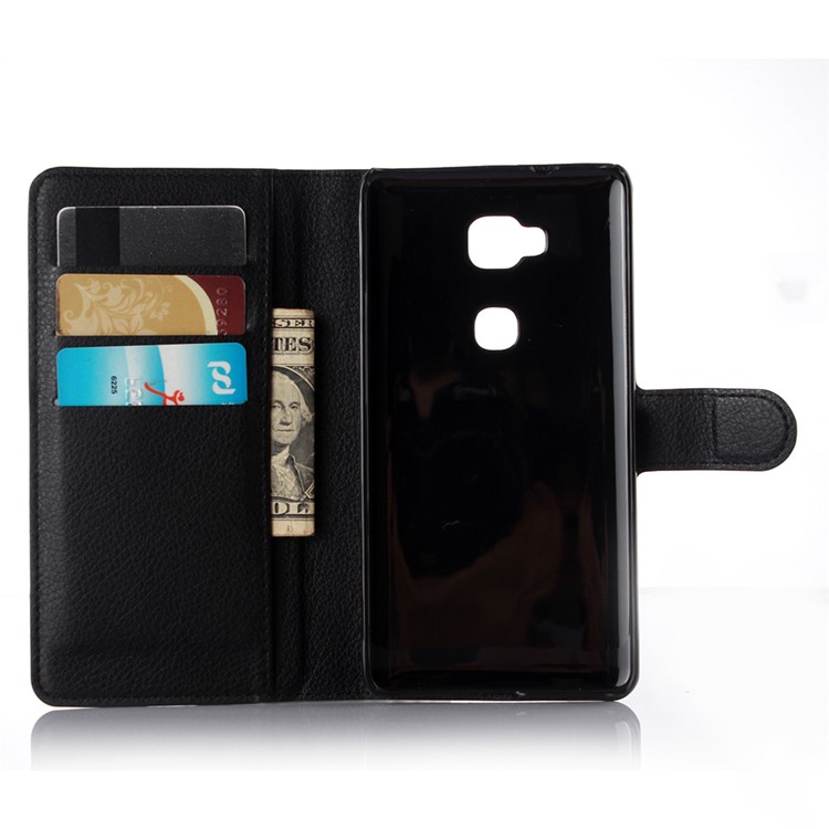 Litchi Skin Leather Wallet Case for Huawei Honor Play 5X / Honor 5X - Black-4
