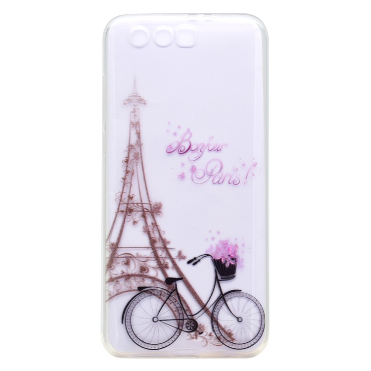For Huawei Honor 9 Ultra-thin Patterned Soft TPU Mobile Phone Case - Tower and Bicycle-1