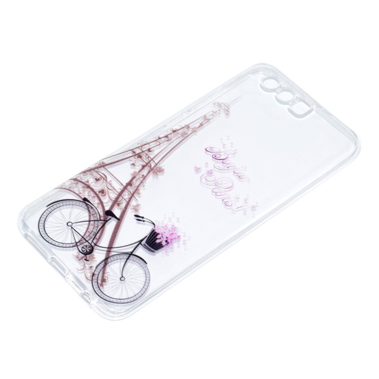 For Huawei Honor 9 Ultra-thin Patterned Soft TPU Mobile Phone Case - Tower and Bicycle-3
