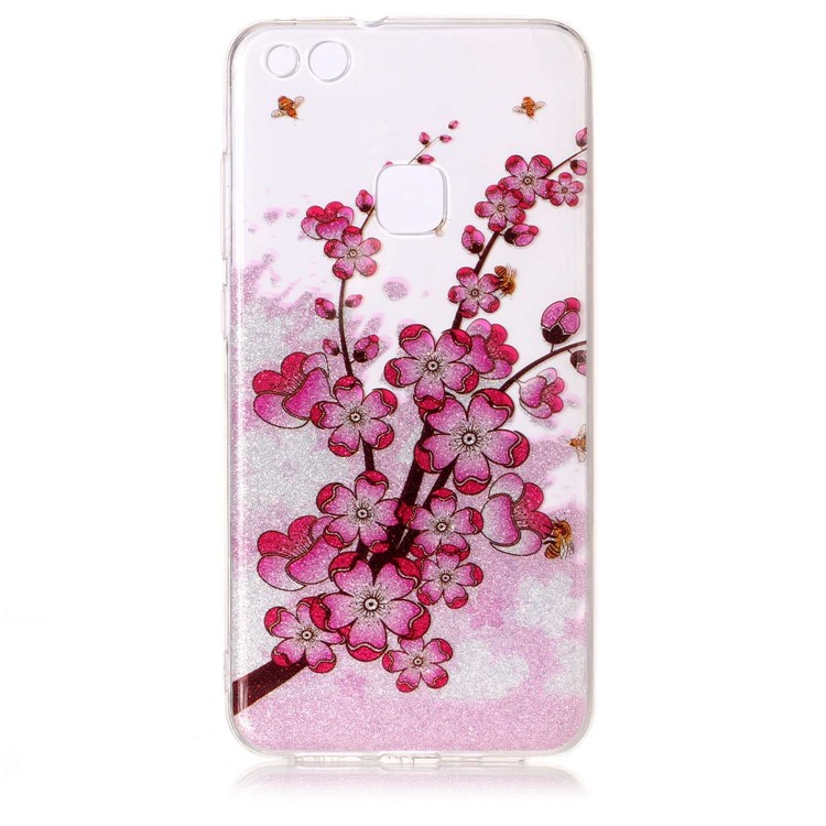 Clear IMD Patterned Glitter Powder TPU Cellphone Cover for Huawei P10 Lite - Plum-3