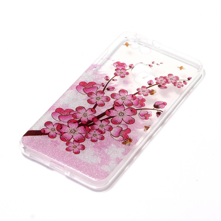 Clear IMD Patterned Glitter Powder TPU Cellphone Cover for Huawei P10 Lite - Plum-4