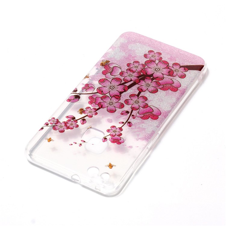 Clear IMD Patterned Glitter Powder TPU Cellphone Cover for Huawei P10 Lite - Plum-5