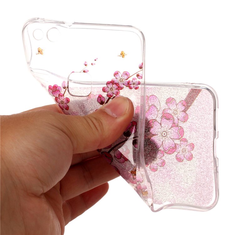 Clear IMD Patterned Glitter Powder TPU Cellphone Cover for Huawei P10 Lite - Plum-6