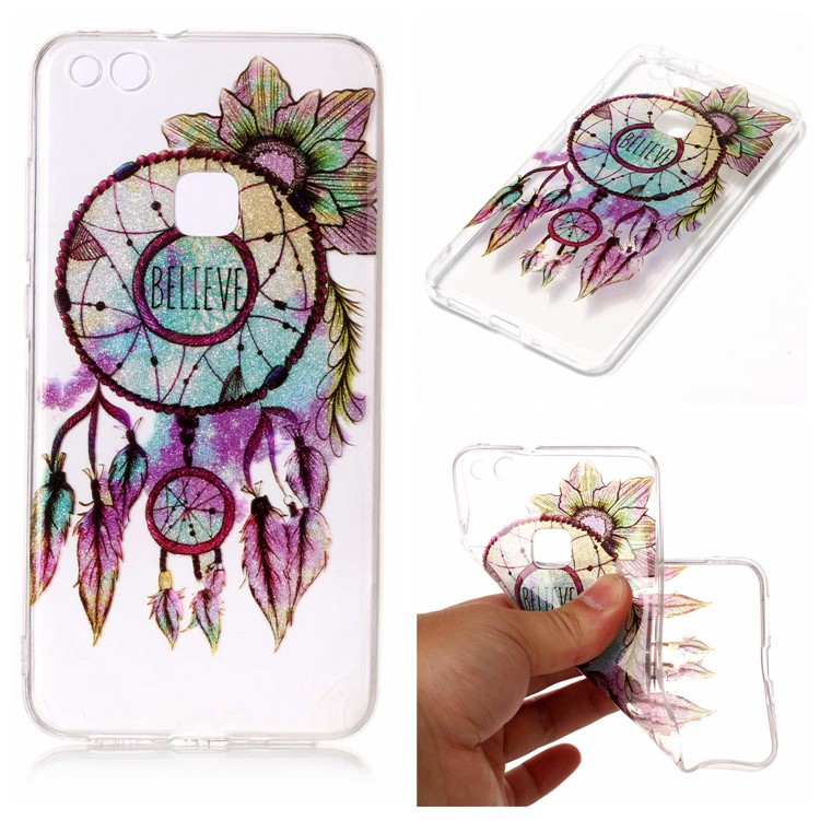 Clear IMD Patterned Glitter Powder TPU Cellphone Casing for Huawei P10 Lite - Dream Catcher-1