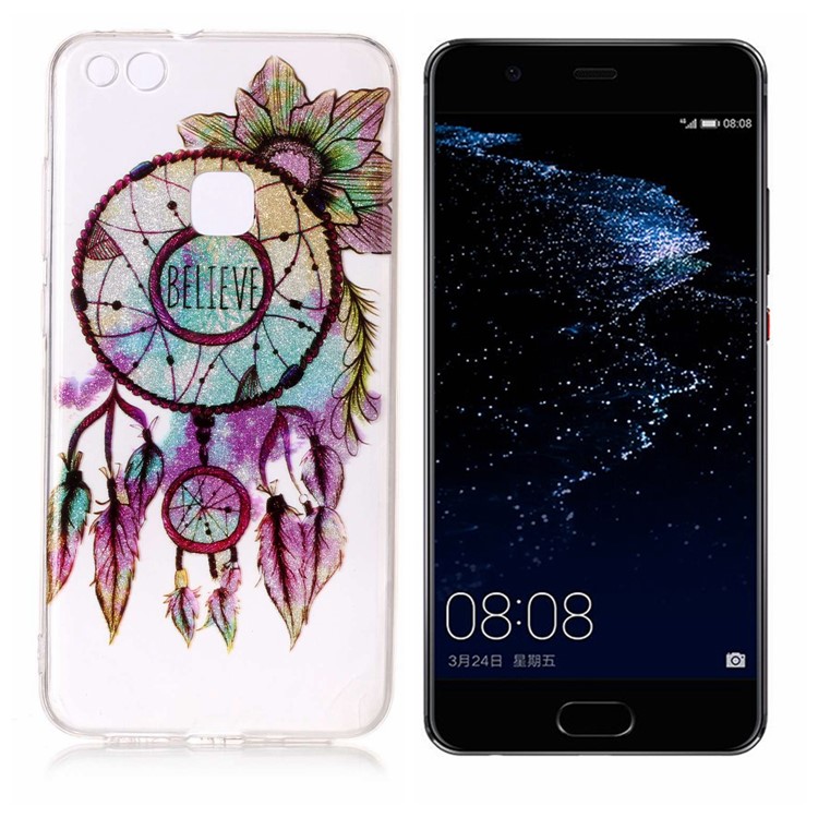 Clear IMD Patterned Glitter Powder TPU Cellphone Casing for Huawei P10 Lite - Dream Catcher-2