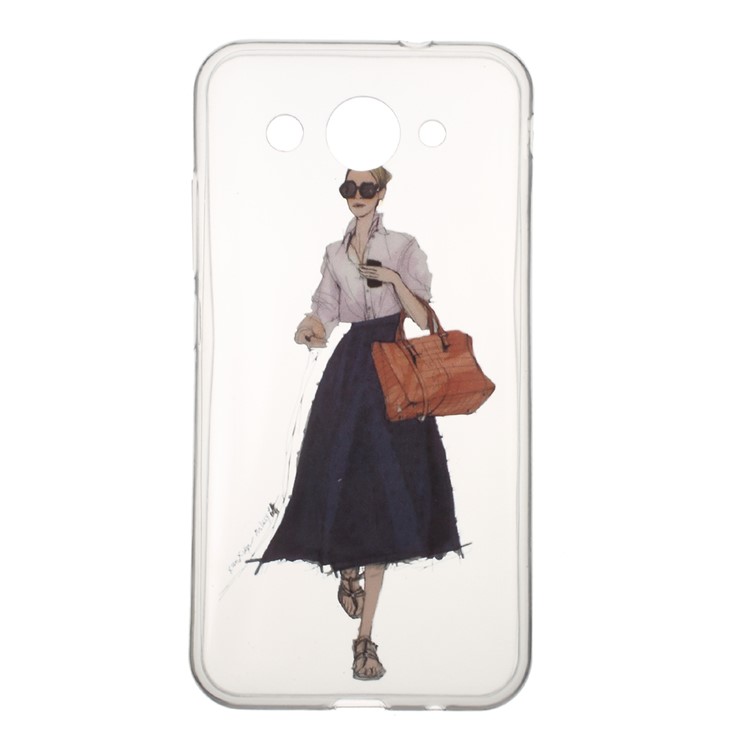Clear IMD Pattern Printing TPU Mobile Case for Huawei Y5 (2017) / Y6 (2017) - Stylish Girl-1