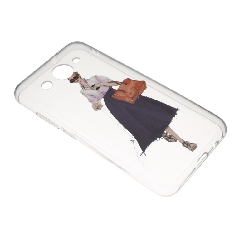 Clear IMD Pattern Printing TPU Mobile Case for Huawei Y5 (2017) / Y6 (2017) - Stylish Girl-2