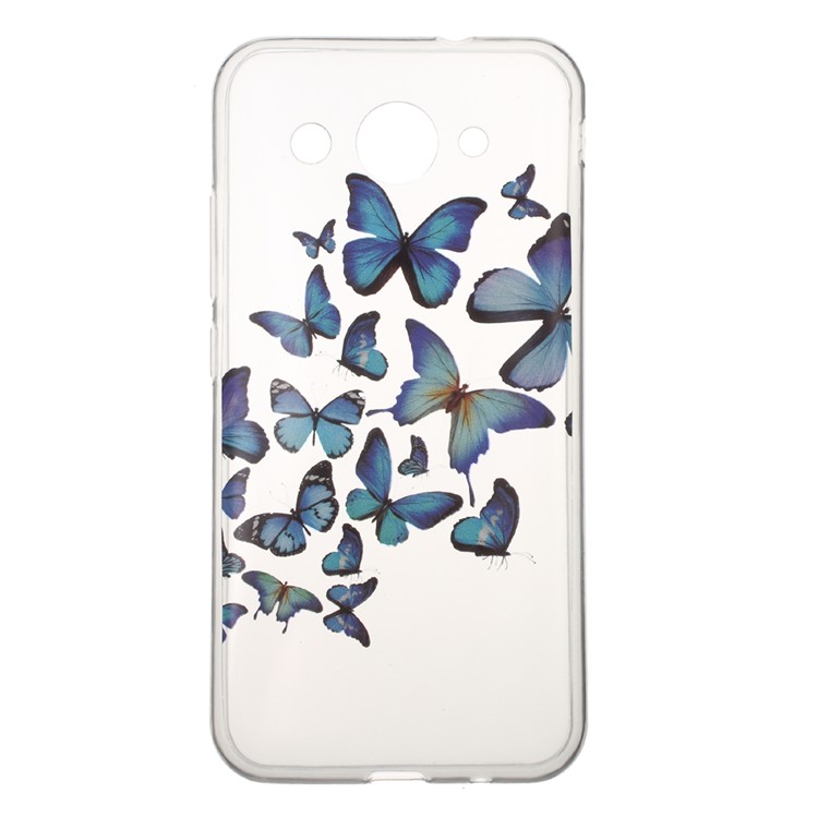 Pattern Printing Clear IMD TPU Mobile Case for Huawei Y5 (2017) / Y6 (2017) - Blue Butterflies-1