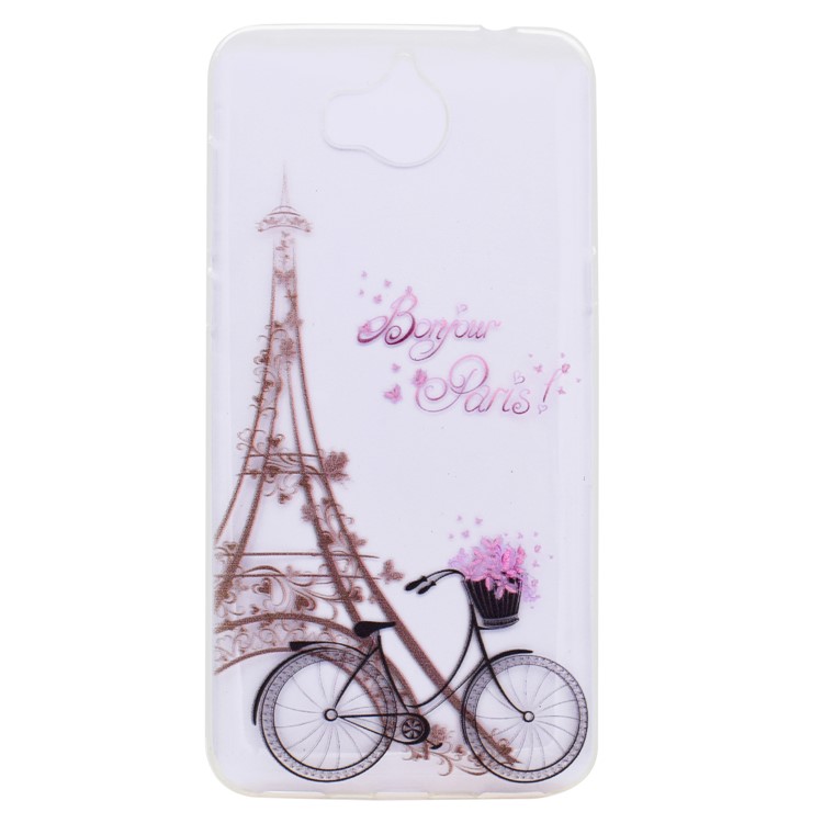 Pattern Printing TPU Cover for Huawei Y5 (2017) / Y6 (2017) - Eiffel Tower and Bicycle-1