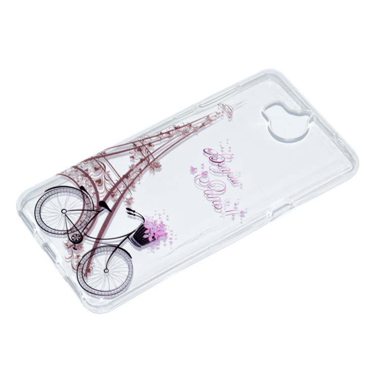 Pattern Printing TPU Cover for Huawei Y5 (2017) / Y6 (2017) - Eiffel Tower and Bicycle-3