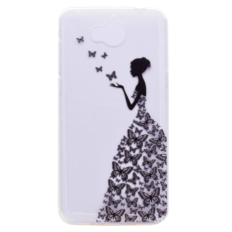 Pattern Printing TPU Phone Case for Huawei Y5 (2017) / Y6 (2017) - Butterfly and Beauty-1
