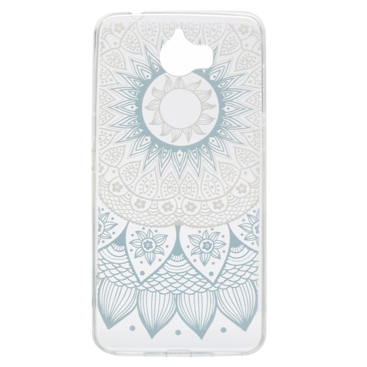 Pattern Printing TPU Back Case for Huawei Y5 (2017) / Y6 (2017) - Blue Flower-2