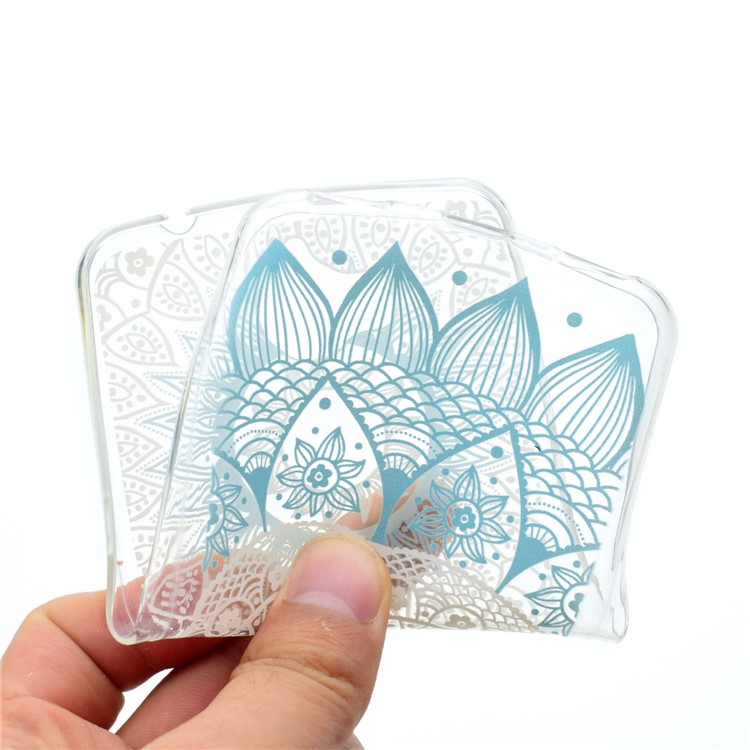 Pattern Printing TPU Back Case for Huawei Y5 (2017) / Y6 (2017) - Blue Flower-5