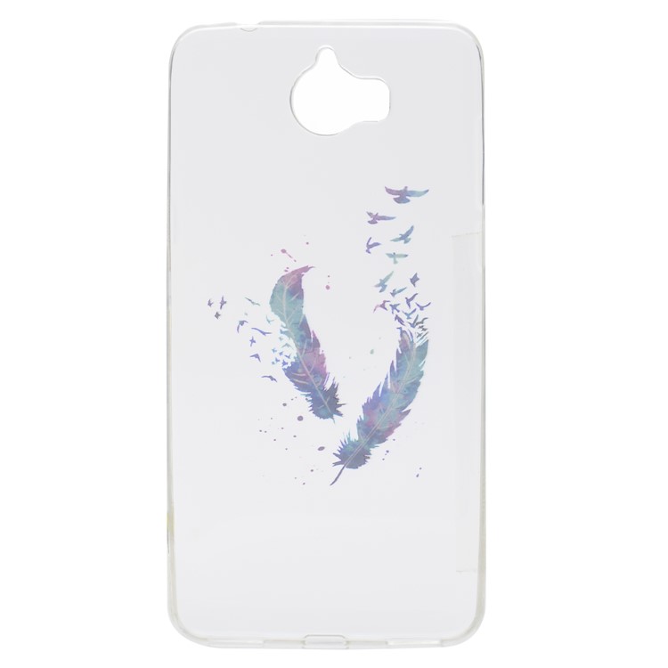 Pattern Printing TPU Cover Shell for Huawei Y5 (2017) / Y6 (2017) - Feathers Pattern-2