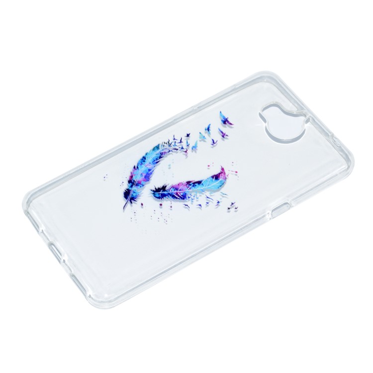 Pattern Printing TPU Cover Shell for Huawei Y5 (2017) / Y6 (2017) - Feathers Pattern-3