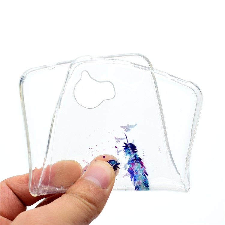 Pattern Printing TPU Cover Shell for Huawei Y5 (2017) / Y6 (2017) - Feathers Pattern-5
