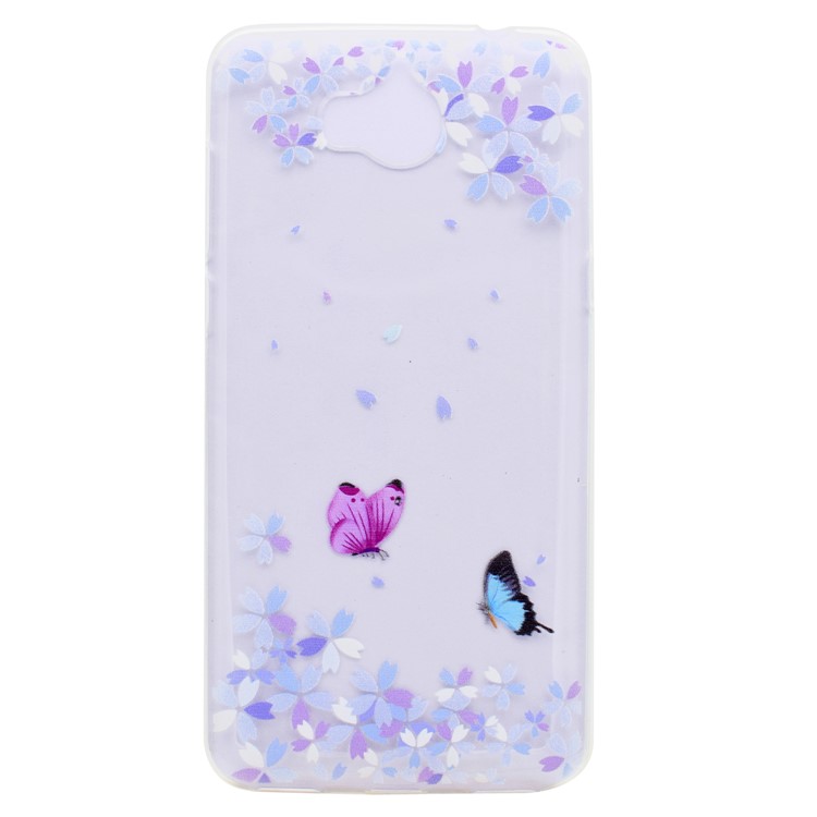 Pattern Printing TPU Cell Phone Case for Huawei Y5 (2017) / Y6 (2017) - Butterflies and Flowers-1