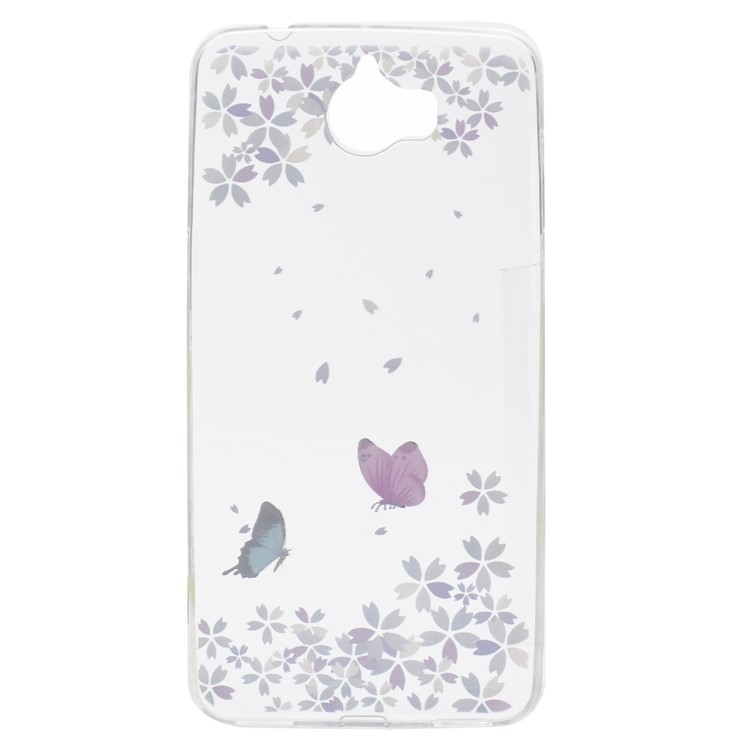 Pattern Printing TPU Cell Phone Case for Huawei Y5 (2017) / Y6 (2017) - Butterflies and Flowers-2