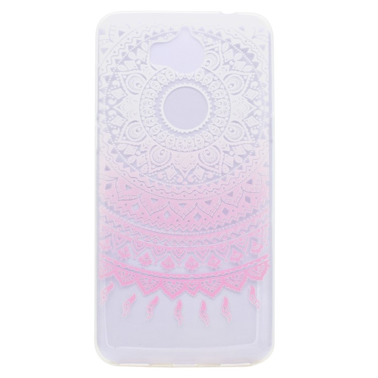 Pattern Printing TPU Shell Cover Case for Huawei Y5 (2017) / Y6 (2017) - Pink Flower-1