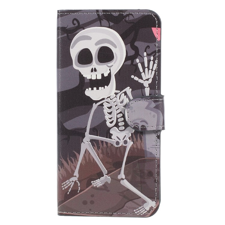 Printing Pattern Wallet Leather Flip Stand Phone Case for Huawei Honor 9 - Skulls-1