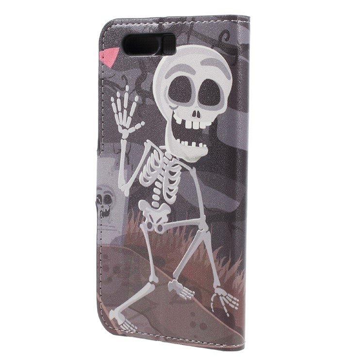 Printing Pattern Wallet Leather Flip Stand Phone Case for Huawei Honor 9 - Skulls-2