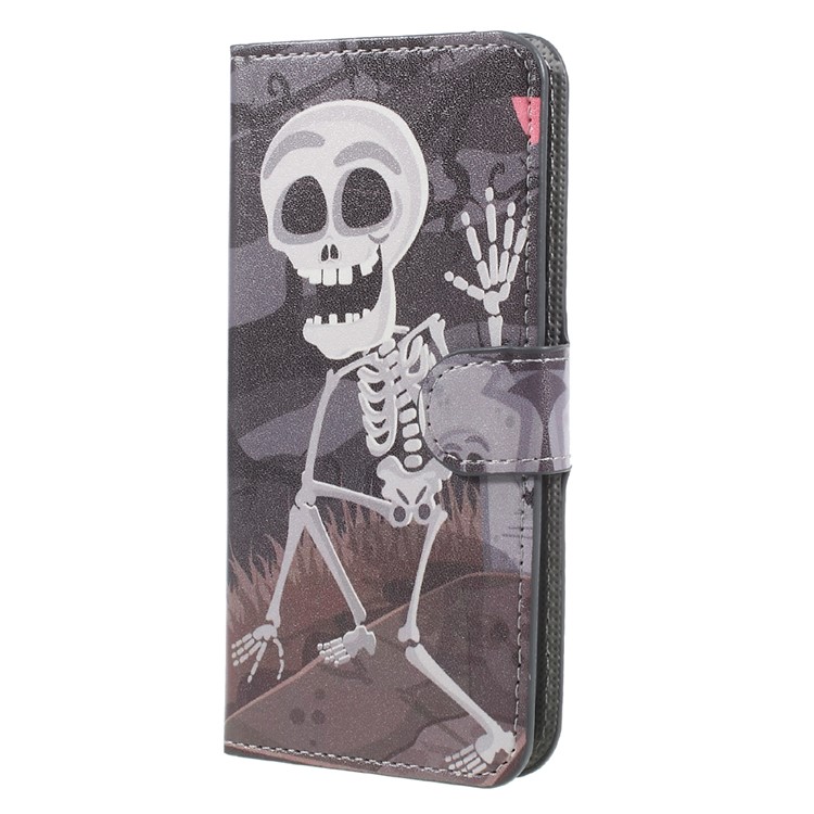 Printing Pattern Wallet Leather Flip Stand Phone Case for Huawei Honor 9 - Skulls-3