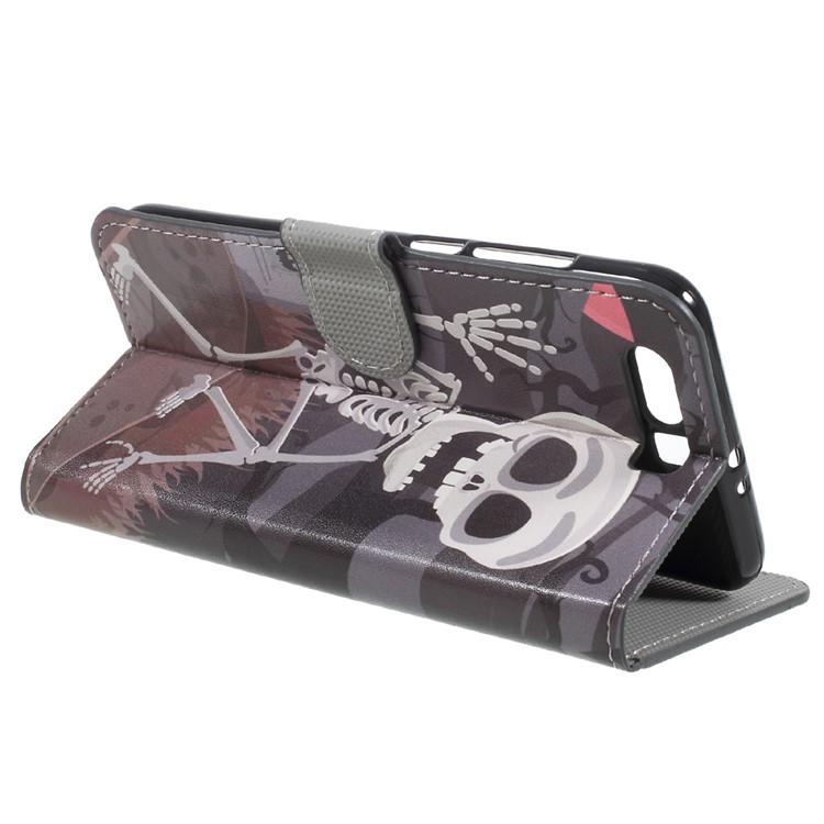 Printing Pattern Wallet Leather Flip Stand Phone Case for Huawei Honor 9 - Skulls-5