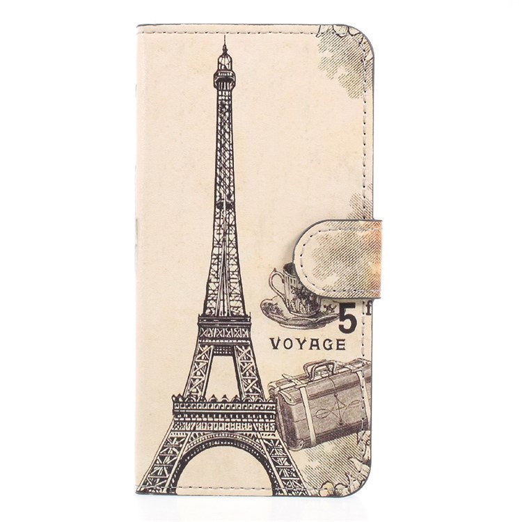 Printing Pattern PU Leather Card Holder Stand Mobile Case for Huawei Honor 9 - Voyage Paris-1