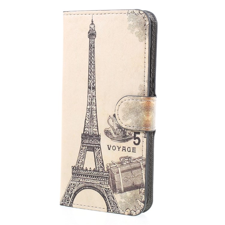 Printing Pattern PU Leather Card Holder Stand Mobile Case for Huawei Honor 9 - Voyage Paris-3