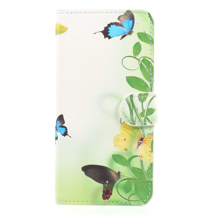 Printing Pattern Card Holder Stand Leather Mobile Phone Case for Huawei Honor 9 - Butterflies and Green Vine-1