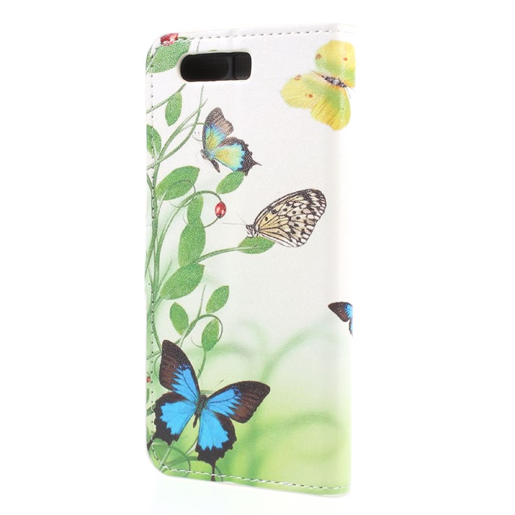 Printing Pattern Card Holder Stand Leather Mobile Phone Case for Huawei Honor 9 - Butterflies and Green Vine-2
