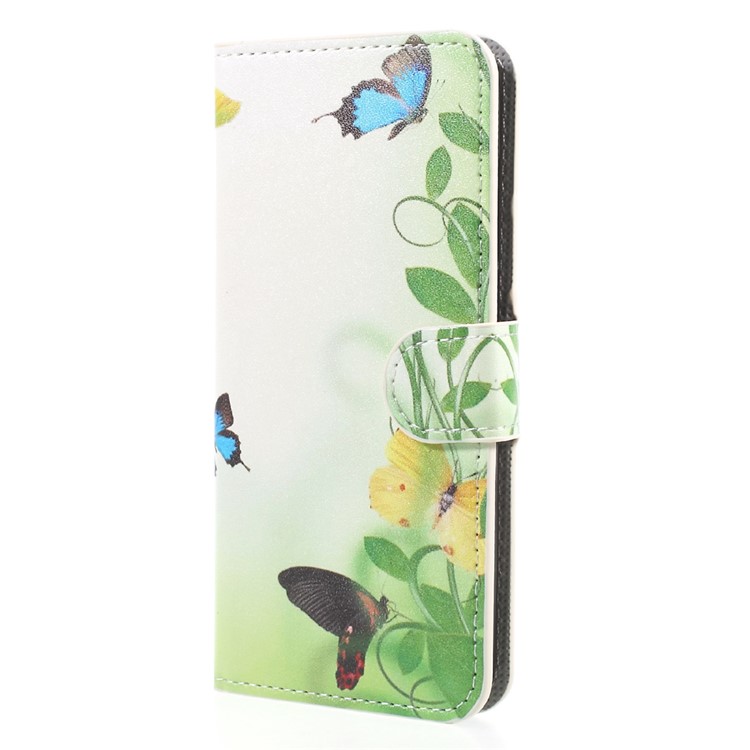 Printing Pattern Card Holder Stand Leather Mobile Phone Case for Huawei Honor 9 - Butterflies and Green Vine-3