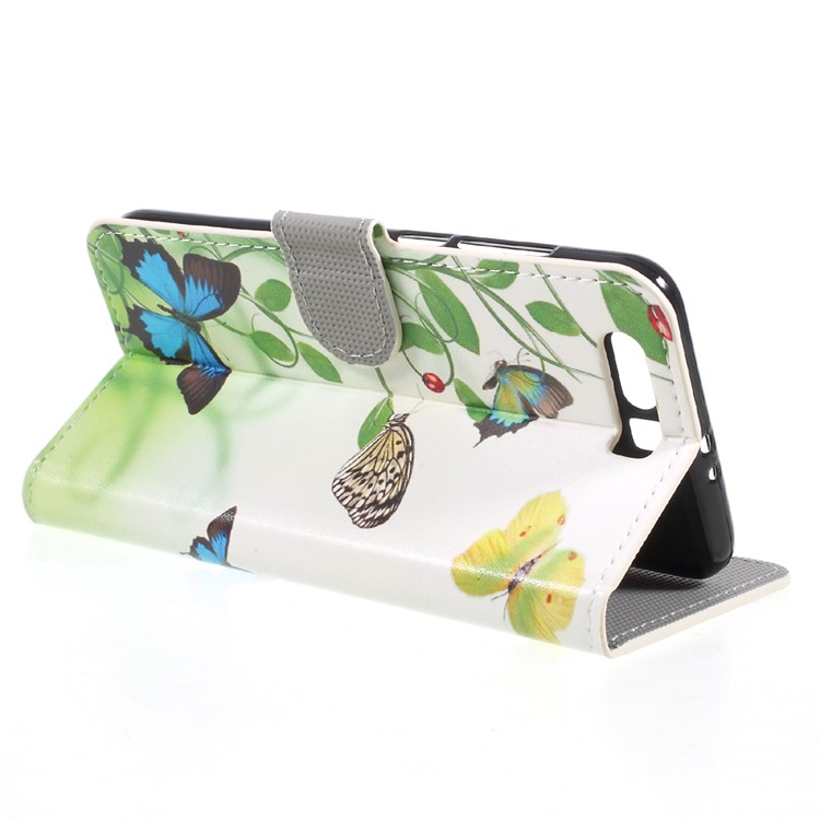 Printing Pattern Card Holder Stand Leather Mobile Phone Case for Huawei Honor 9 - Butterflies and Green Vine-5