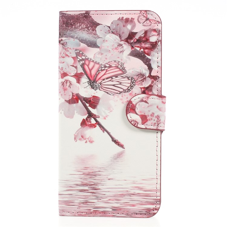 Printing Pattern Wallet Leather Protection Phone Casing with Stand for Huawei Honor 9 - Peach Blossom-1