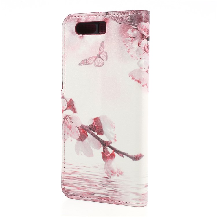 Printing Pattern Wallet Leather Protection Phone Casing with Stand for Huawei Honor 9 - Peach Blossom-2
