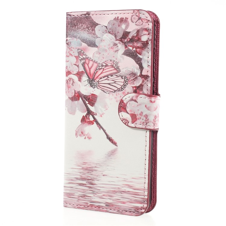 Printing Pattern Wallet Leather Protection Phone Casing with Stand for Huawei Honor 9 - Peach Blossom-3