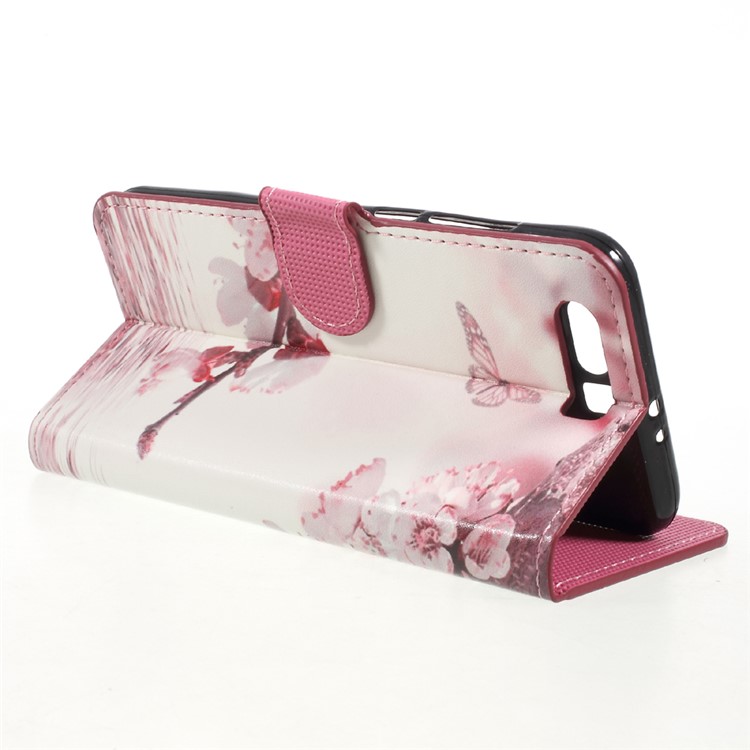 Printing Pattern Wallet Leather Protection Phone Casing with Stand for Huawei Honor 9 - Peach Blossom-5