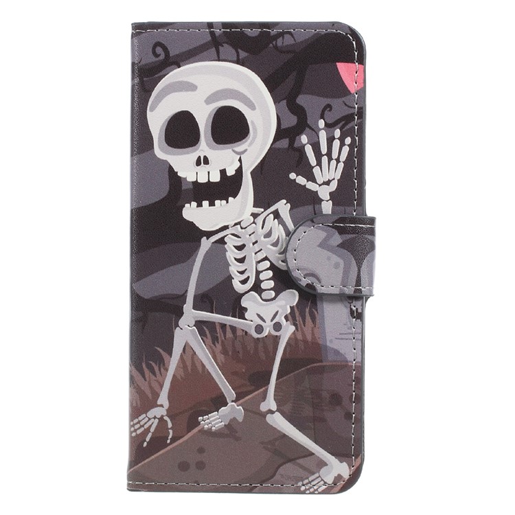 Pattern Printing Wallet Leather Stand Phone Case for Huawei P8 Lite (2017) / Honor 8 Lite - Skulls-3