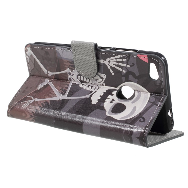 Pattern Printing Wallet Leather Stand Phone Case for Huawei P8 Lite (2017) / Honor 8 Lite - Skulls-5