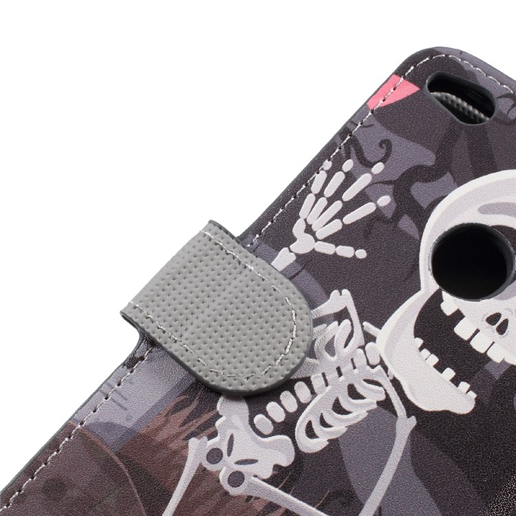 Pattern Printing Wallet Leather Stand Phone Case for Huawei P8 Lite (2017) / Honor 8 Lite - Skulls-7