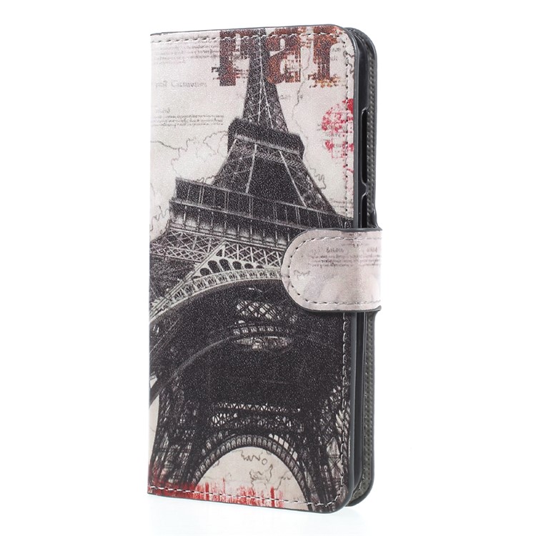 Patterned Wallet Leather Stand Mobile Cover for Huawei P8 Lite (2017) / Honor 8 Lite - Eiffel Tower-3