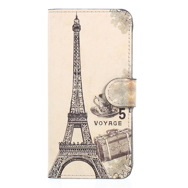 PU Leather Pattern Printing Wallet Stand Phone Casing for Huawei P8 Lite (2017) / Honor 8 Lite - Voyage Paris-1
