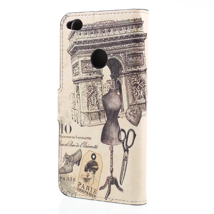 PU Leather Pattern Printing Wallet Stand Phone Casing for Huawei P8 Lite (2017) / Honor 8 Lite - Voyage Paris-2