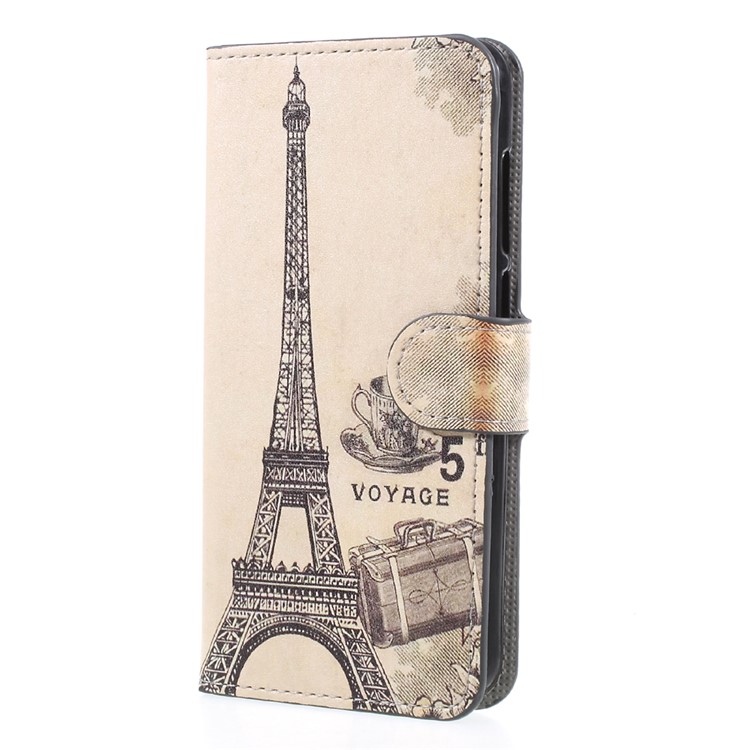 PU Leather Pattern Printing Wallet Stand Phone Casing for Huawei P8 Lite (2017) / Honor 8 Lite - Voyage Paris-3