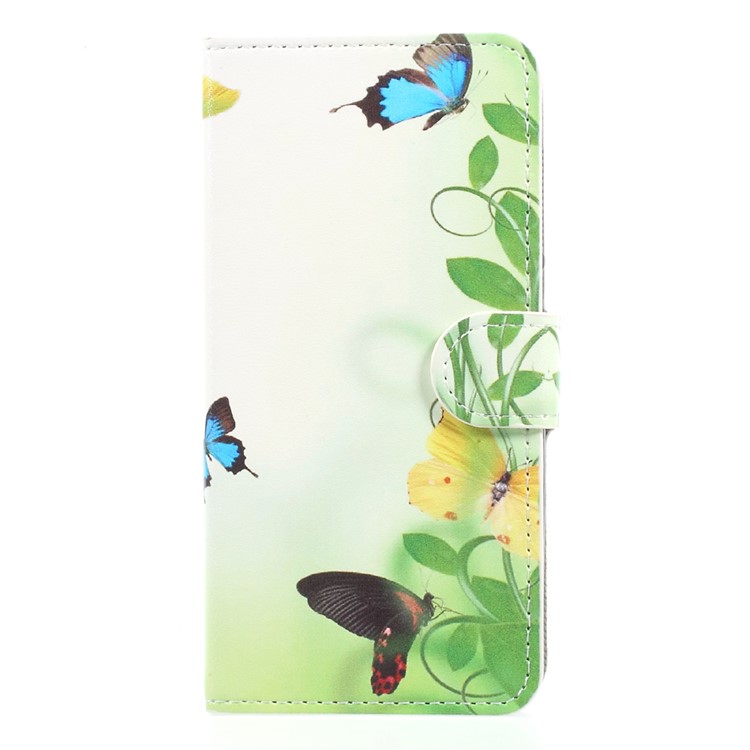 Pattern Printing Wallet Leather Stand Protection Flip Phone Case for Huawei P8 Lite (2017) / Honor 8 Lite - Butterflies and Green Vine-1