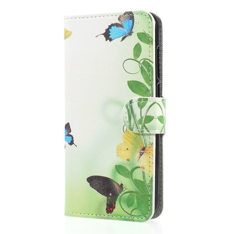 Pattern Printing Wallet Leather Stand Protection Flip Phone Case for Huawei P8 Lite (2017) / Honor 8 Lite - Butterflies and Green Vine-3