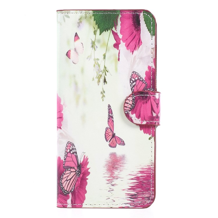 Pattern Printing Leather Card Holder Stand Phone Case for Huawei P8 Lite (2017) / Honor 8 Lite - Rose Butterflies-1