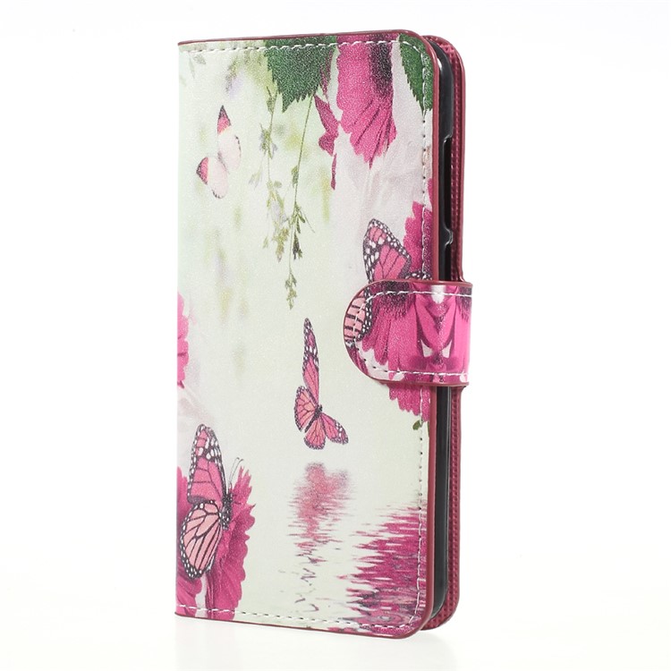 Pattern Printing Leather Card Holder Stand Phone Case for Huawei P8 Lite (2017) / Honor 8 Lite - Rose Butterflies-3