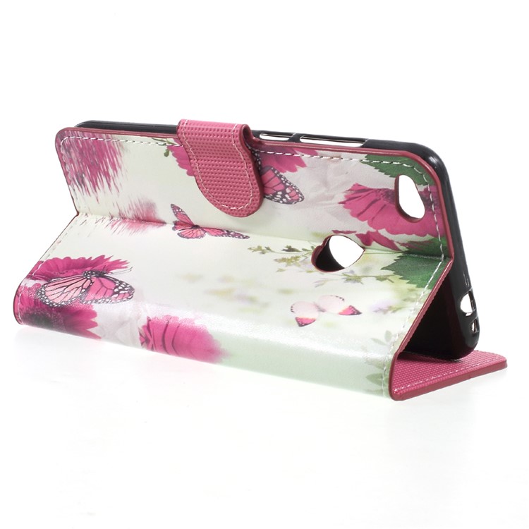 Pattern Printing Leather Card Holder Stand Phone Case for Huawei P8 Lite (2017) / Honor 8 Lite - Rose Butterflies-5