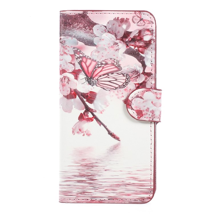 For Huawei P8 Lite (2017) / Honor 8 Lite Pattern Printing Wallet Leather Stand Phone Case - Peach Blossom-1